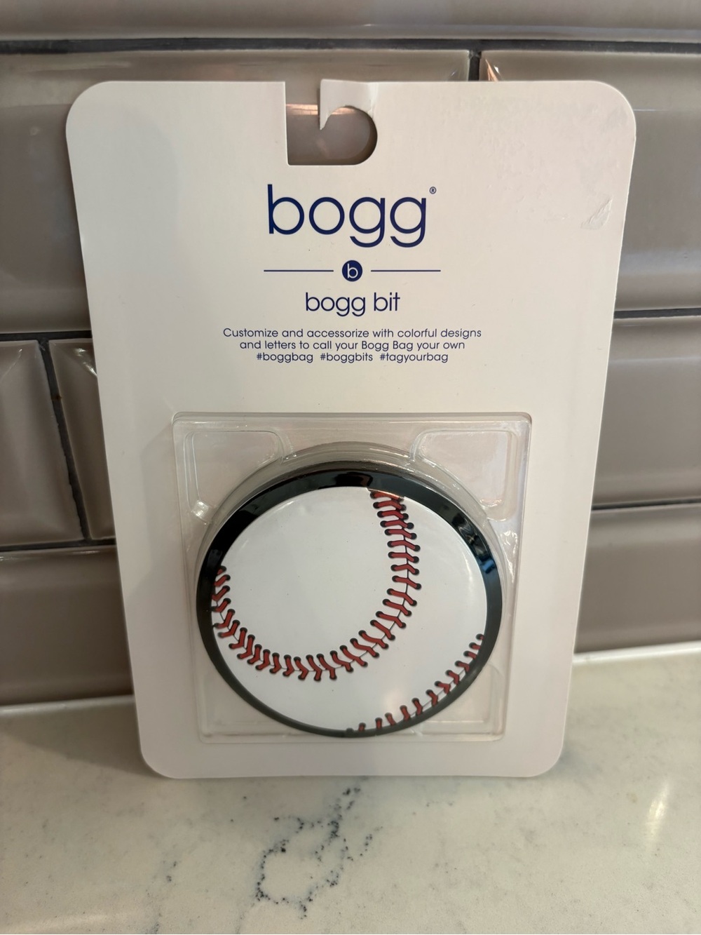 BOGG BAG Baseball Stitch Round Bogg Bit - White with Red Stitching new